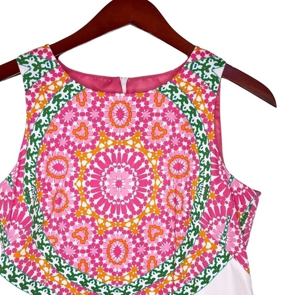 LONDON TIMES Mosaic Print Sleeveless Shift Dress Size 4 in Bright Pink Print - Picture 7 of 14